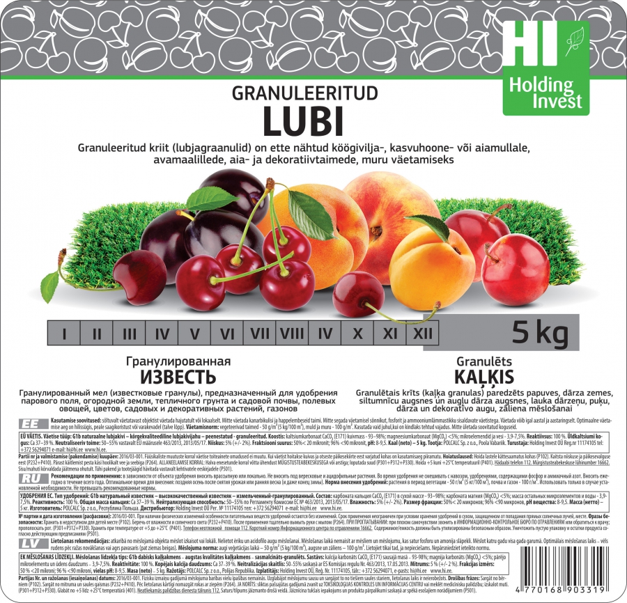 Granuleeritud lubi 5kg